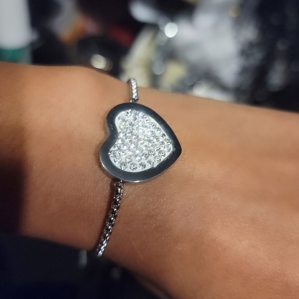 Stainless Steel Heart Charm Bracelet